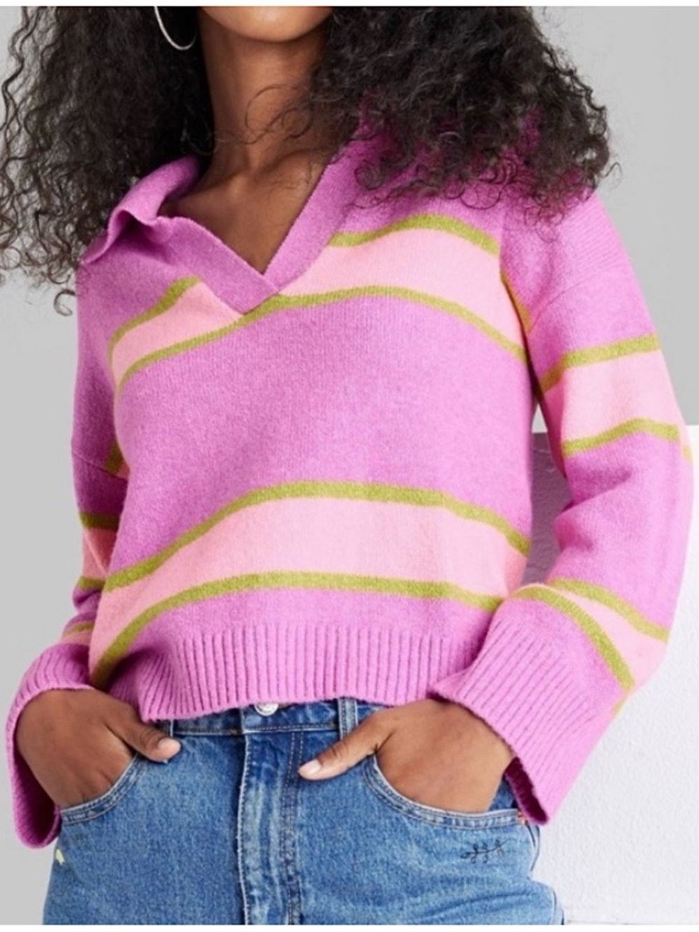 Wild Fable cropped striped sweater